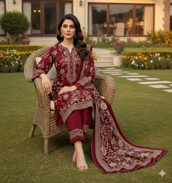 Binsaeed Printed Khaddar 3 Piece