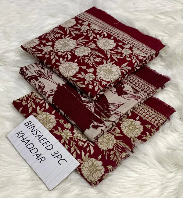 Binsaeed Printed Khaddar 3 Piece