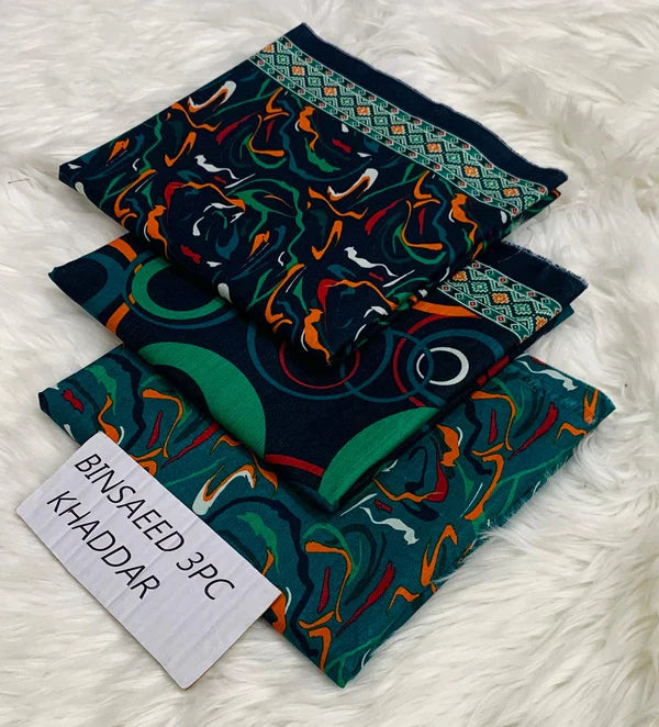 Binsaeed Printed Khaddar 3 Piece