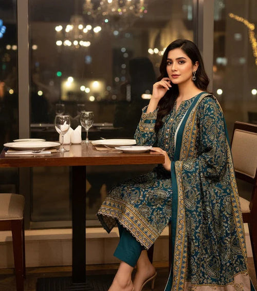 Binsaeed Printed Khaddar 3 Piece