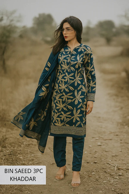 Binsaeed Printed Khaddar 3 Piece