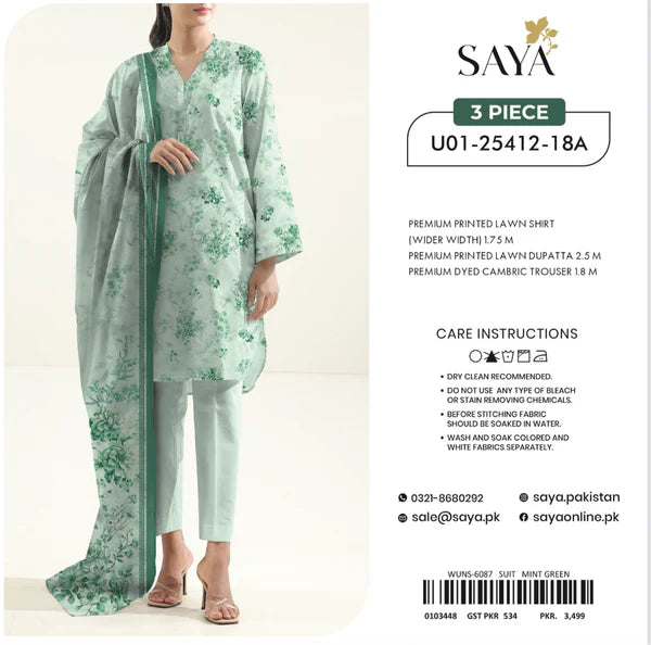 Saya Premium Printed Lawn 3 Piece