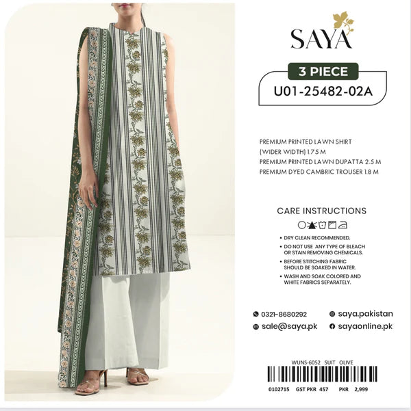 Saya Premium Printed Lawn 3 Piece