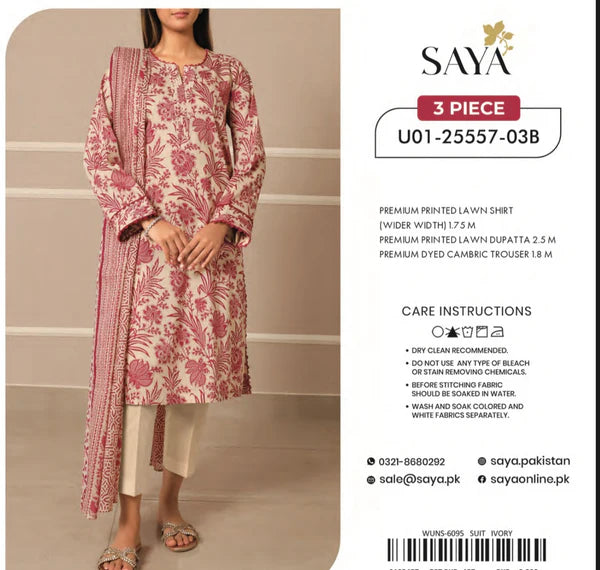 Saya Premium Printed Lawn 3 Piece