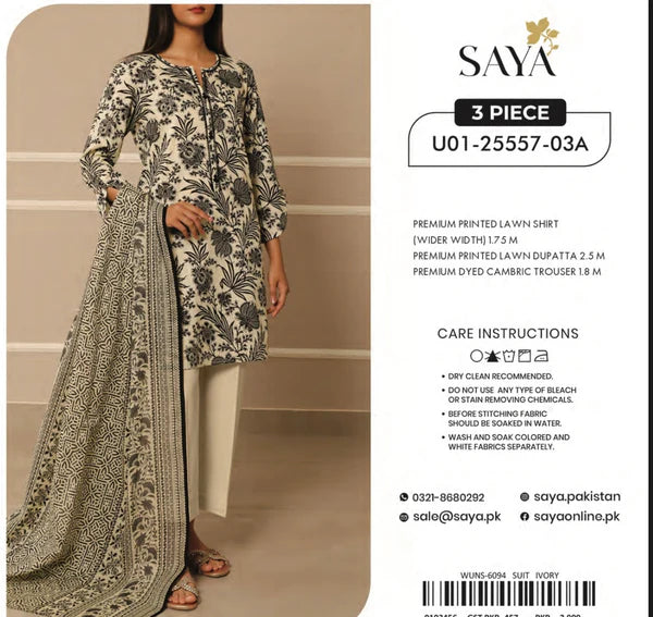 Saya Premium Printed Lawn 3 Piece