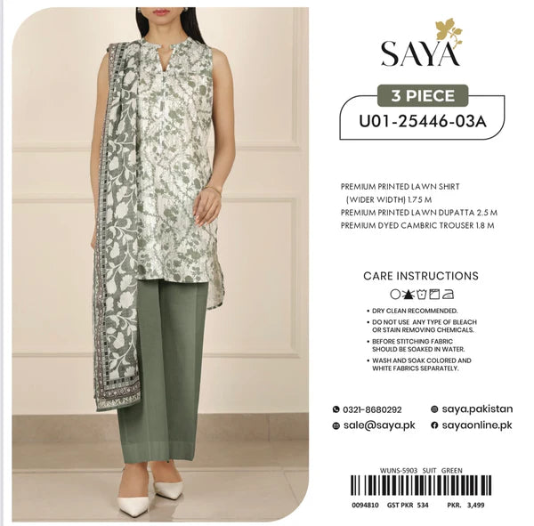 Saya Premium Printed Lawn 3 Piece