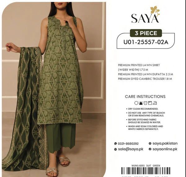Saya Premium Printed Lawn 3 Piece