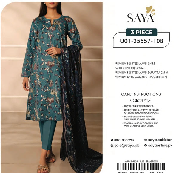 Saya Premium Printed Lawn 3 Piece