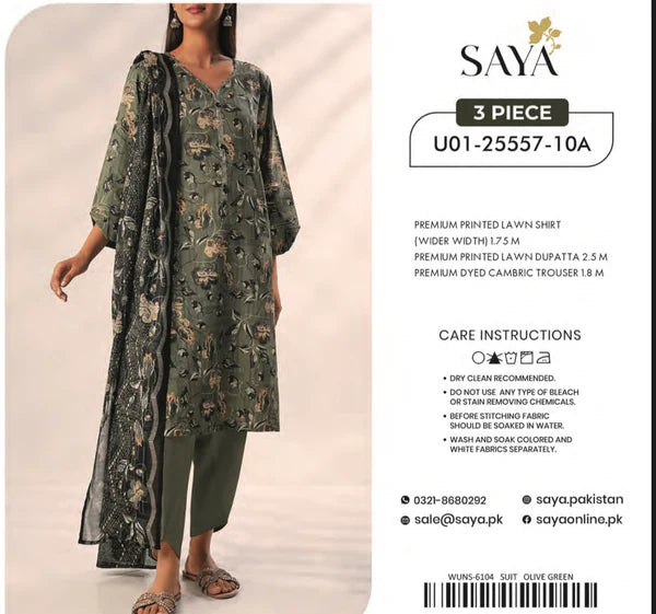 Saya Premium Printed Lawn 3 Piece